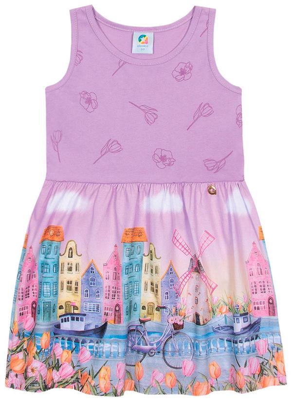 Alenice - Vestido Viagem Pela Europa Meninas Roxo