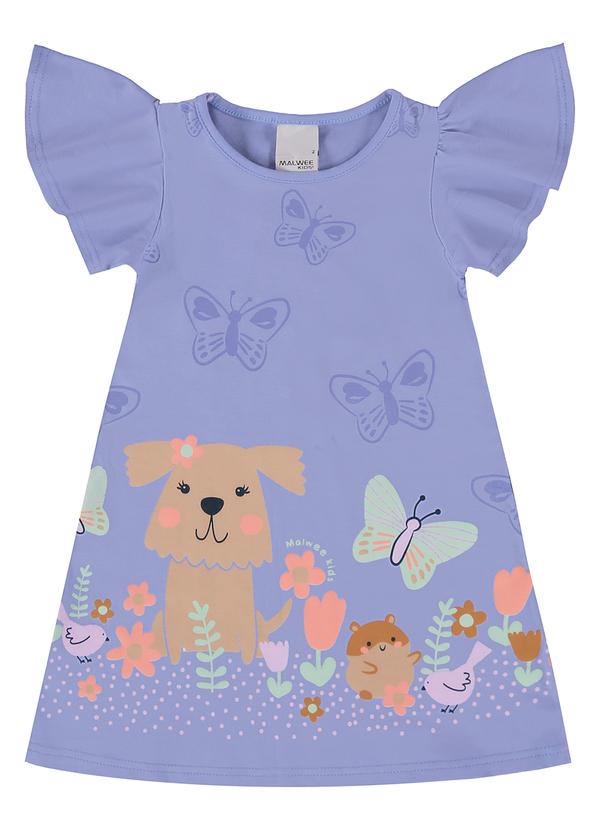 Malwee Kids - Vestido Violeta Curto Cachorrinho Menina