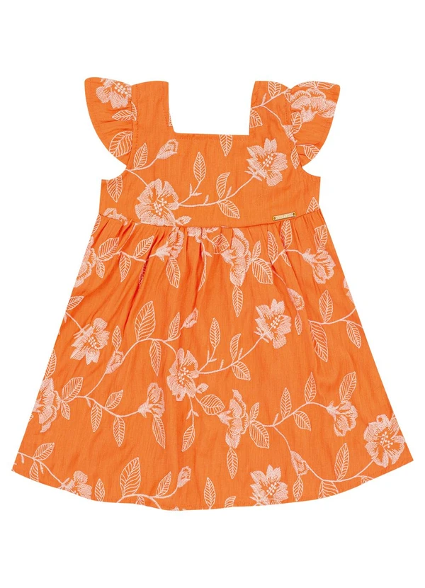 Pulla Bulla - Vestido Viscose Bordada e Malha Forro Laranja