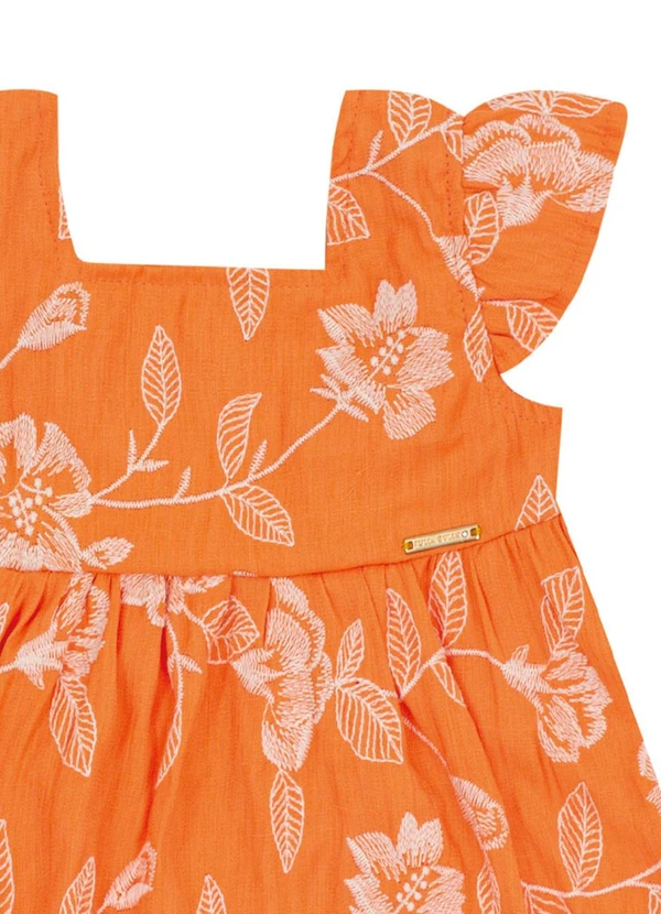 Pulla Bulla - Vestido Viscose Bordada e Malha Forro Laranja 2