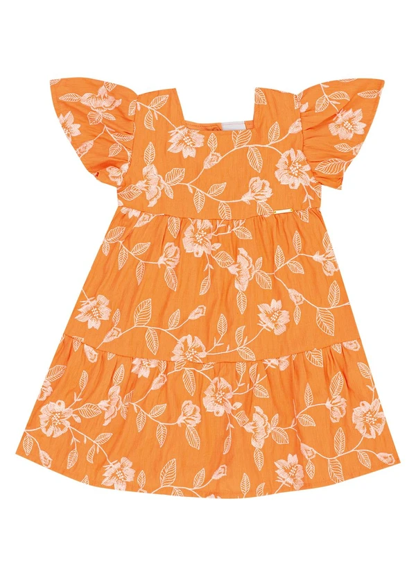Pulla Bulla - Vestido Viscose Bordada e Malha Forro Laranja 2