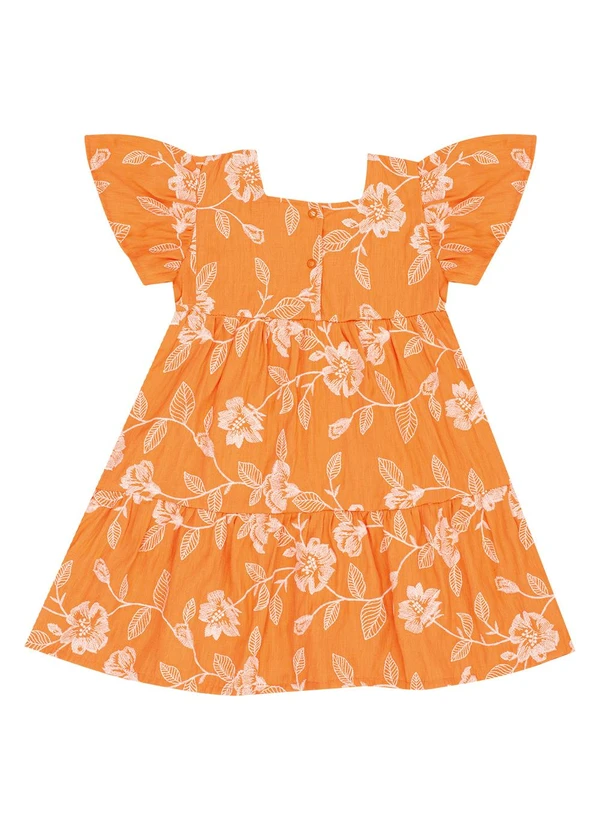 Pulla Bulla - Vestido Viscose Bordada e Malha Forro Laranja 3