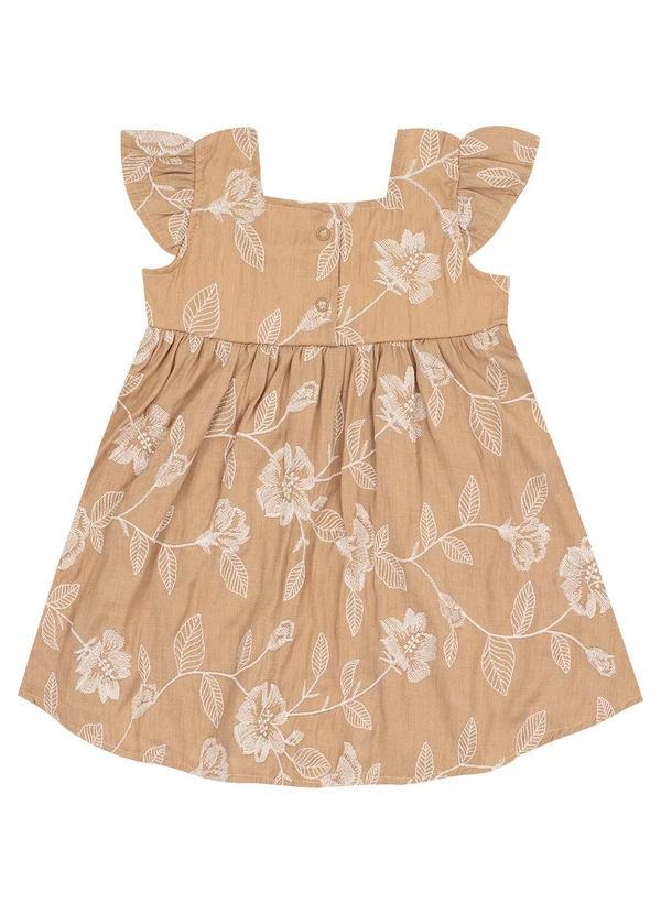 Pulla Bulla - Vestido Viscose Bordada e Malha Forro Marrom 3