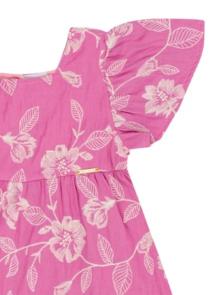 Pulla Bulla - Vestido Viscose Bordada e Malha Forro Rosa - PULLA BULLA