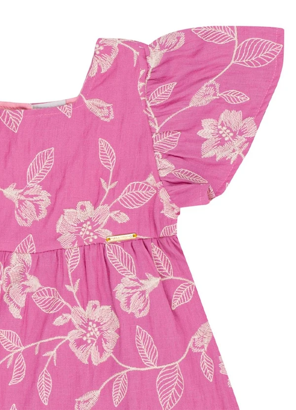 Pulla Bulla - Vestido Viscose Bordada e Malha Forro Rosa 2