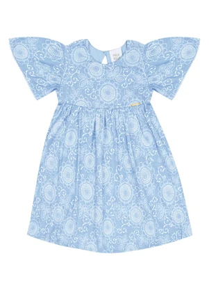 Pulla Bulla - Vestido Viscose e Meia Malha Azul - PULLA BULLA
