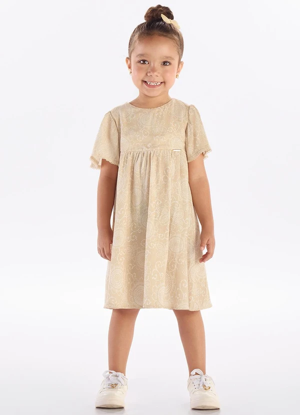 Pulla Bulla - Vestido Viscose e Meia Malha Marrom