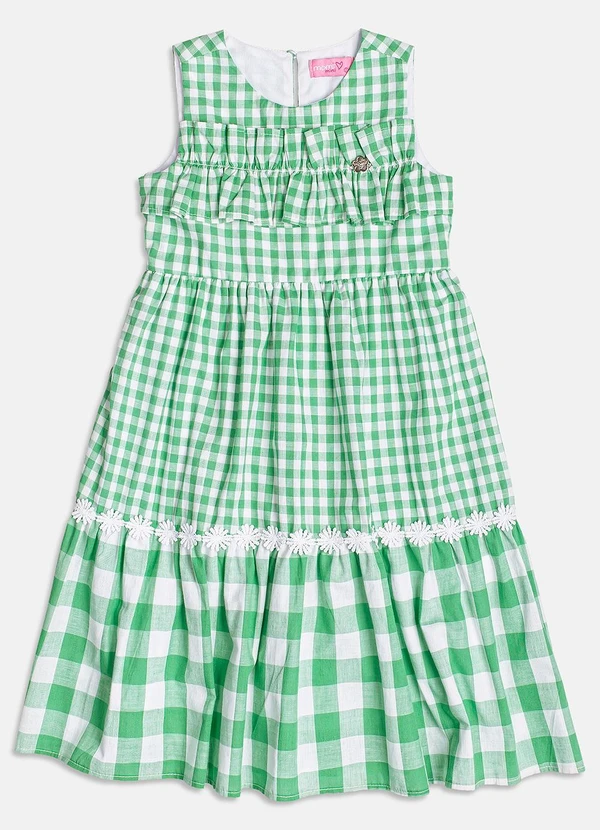 Momi - Vestido Xadrez com Babado Verde Limão 3
