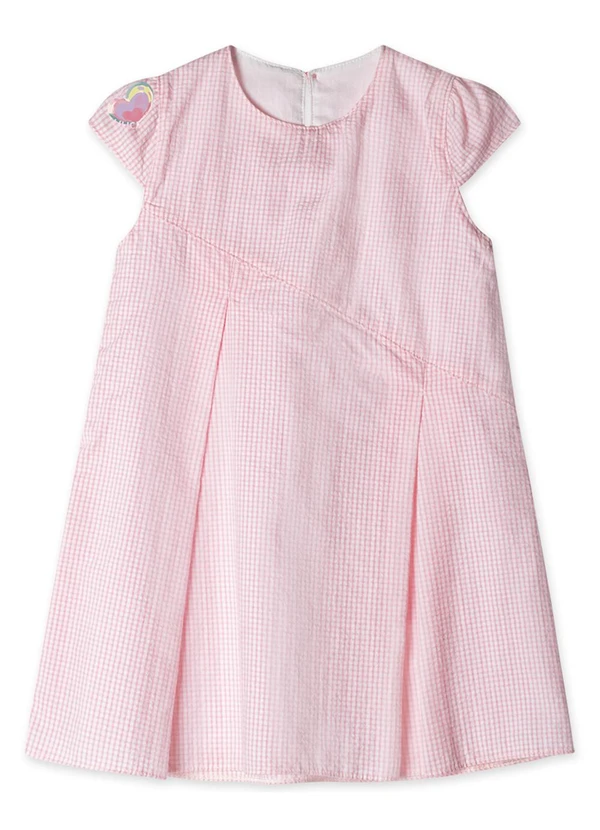 Lilica Ripilica - Vestido Xadrez Manga Curta Bebê Feminino Rosa
