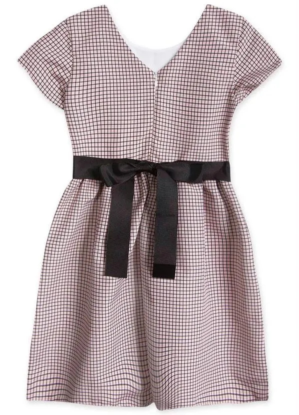 Marisol - Vestido Xadrez Manga Curta Infantil Rosa 2
