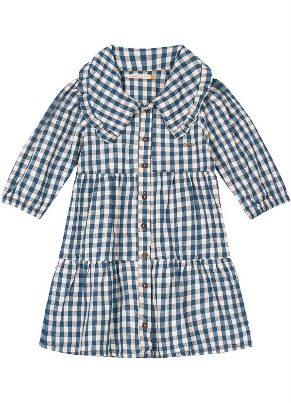 Carinhoso - Vestido Xadrez Menina Jeans Azul 3