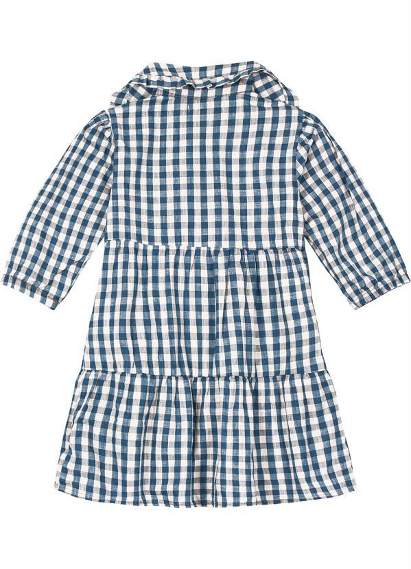 Carinhoso - Vestido Xadrez Menina Jeans Azul 4