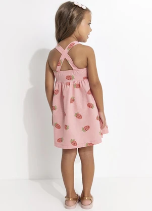 Fakini - Vestido Estampa Morangos Rosa - FAKINI
