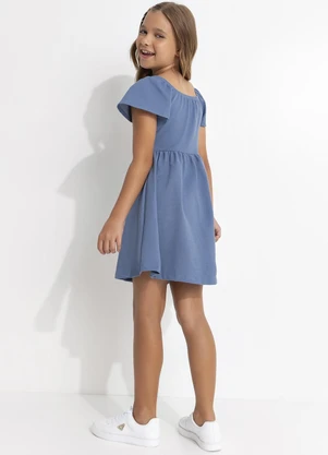 Fakini - Vestido Curto em Denim Azul - FAKINI