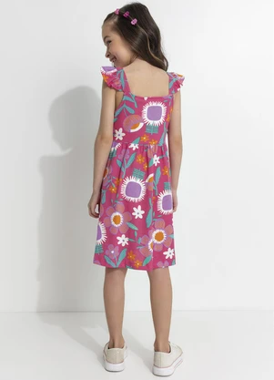 Fakini - Vestido Infantil Flores Rosa - FAKINI