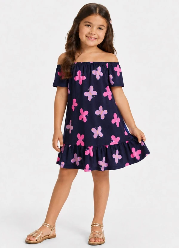 Infinita Cor - Vestido Ciganinha Infantil Oncinha Azul