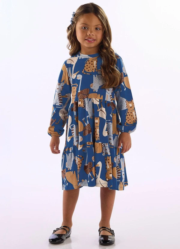 Up Baby - Vestido Cotton Manga Longa Estampado