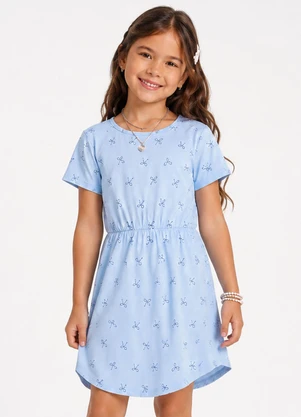 Select - Vestido Curto Infantil Estampado Azul - SELECT