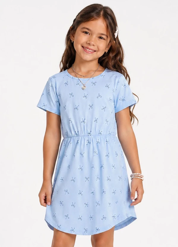Select - Vestido Curto Infantil Estampado Azul