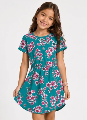 Select - Vestido Curto Infantil Estampado Verde - SELECT