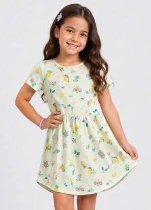 Select - Vestido Curto Infantil Estampado Verde - SELECT