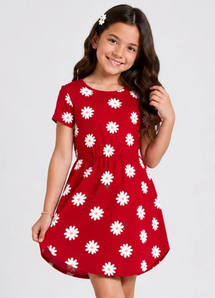 Select - Vestido Curto Infantil Estampado Vermelho - SELECT