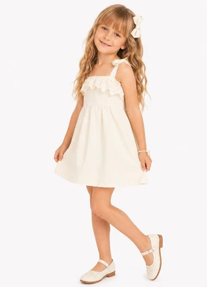 Trick Nick - Vestido de Alça Infantil em Molecotton Branco - TRICK NICK
