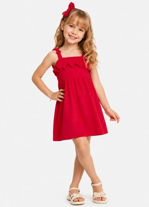 Trick Nick - Vestido de Alça Infantil em Molecotton Vermelho - TRICK NICK