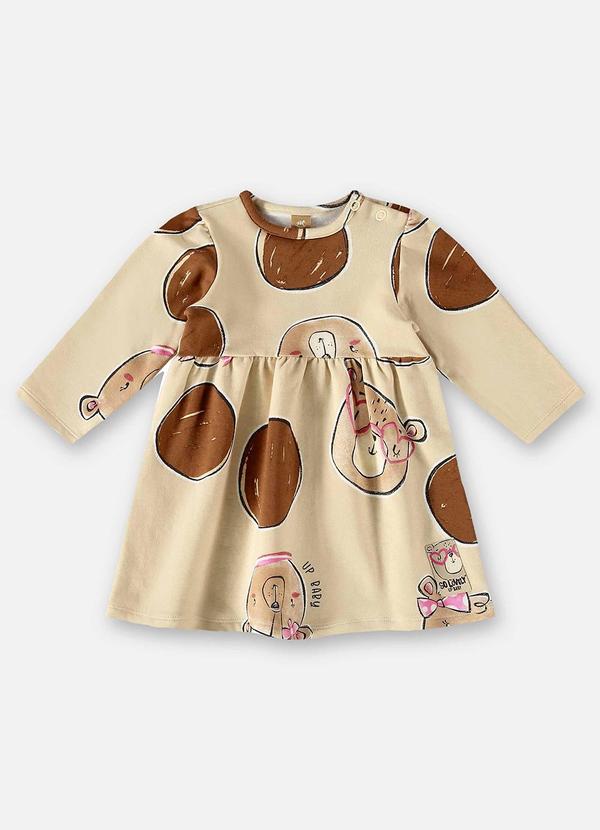 Up Baby - Vestido de Manga Longa para Bebê Marrom