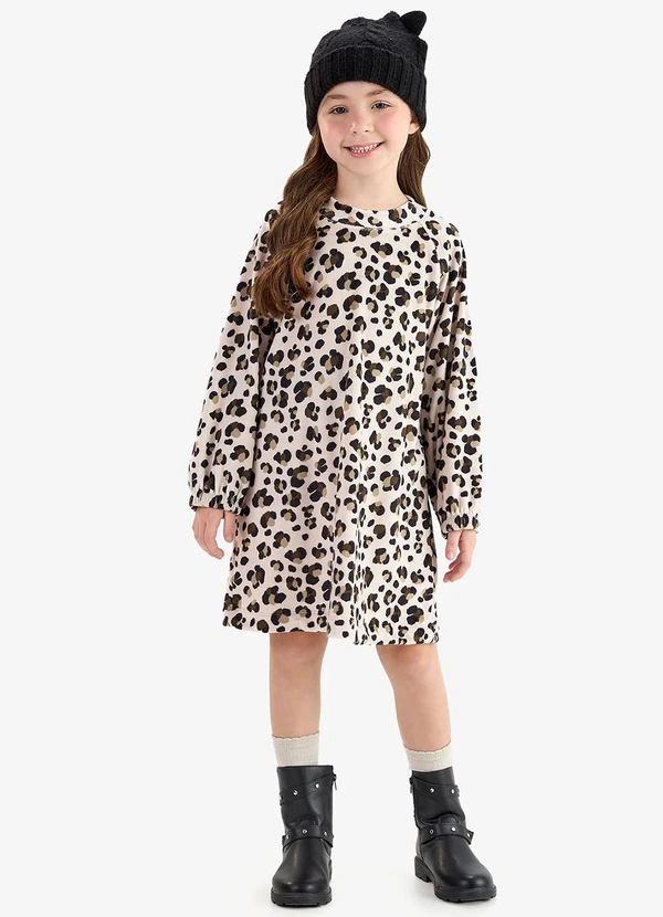 Rovi Kids - Vestido em Fleece Comfort Bege 3
