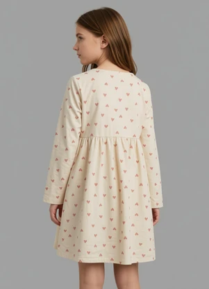 Rovi Kids - Vestido em Molecotton Peluciado Bege - ROVI KIDS