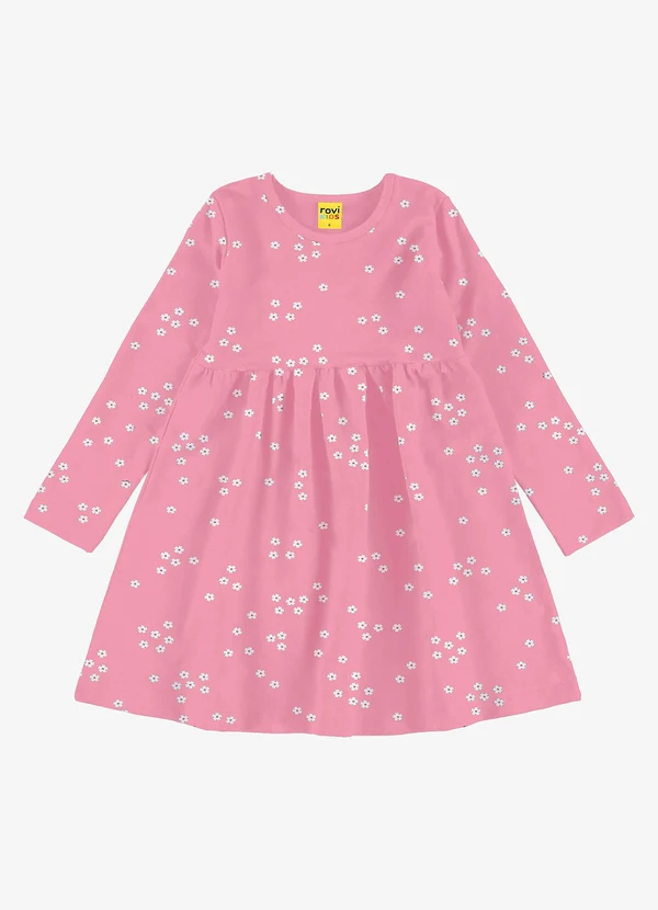 Rovi Kids - Vestido em Molecotton Peluciado Rosa 1