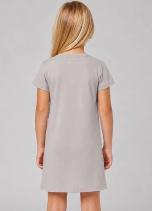 Select - Vestido Feminino Infantil Cotton Penteado Cinza - SELECT