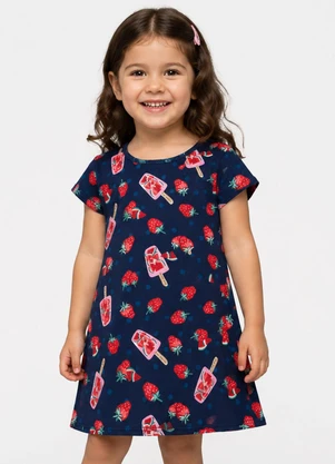 Select - Vestido Feminino Infantil em Crepe Soft Azul - SELECT