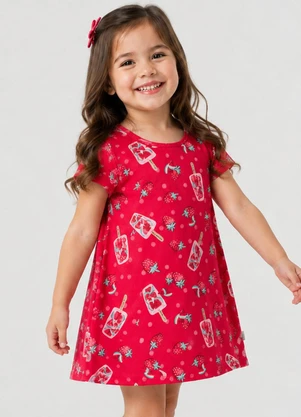 Select - Vestido Feminino Infantil em Crepe Soft Vermelho - SELECT