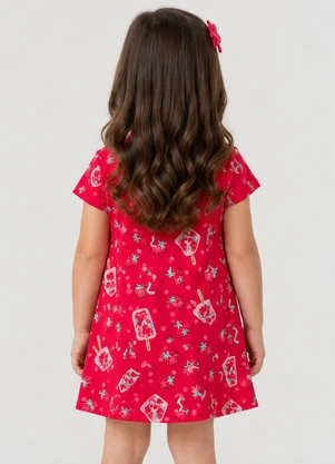 Select - Vestido Feminino Infantil em Crepe Soft Vermelho - SELECT