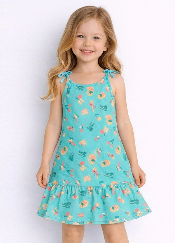 Select - Vestido Infantil Alça com Laço nas Pontas Azul