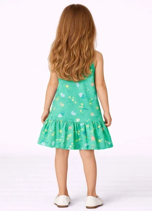 Select - Vestido Infantil com Alças e Babado Verde - SELECT