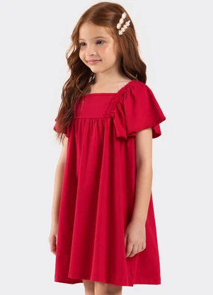 Rovitex - Vestido Infantil com Elástico na Alça Vermelho - ROVITEX