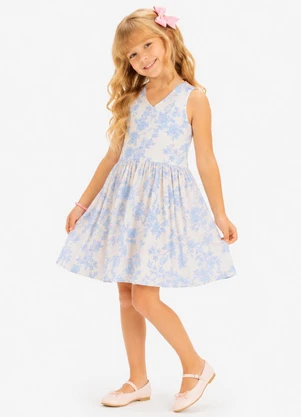 Trick Nick - Vestido Infantil Cotton Leve Estampado Azul - TRICK NICK