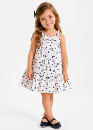 Rovitex - Vestido Infantil de Alça e Laço Bege - ROVITEX