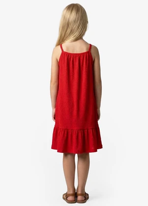 Trick Nick - Vestido Infantil de Alça em Tricoline Vermelho - TRICK NICK