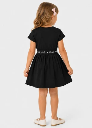 Trick Nick - Vestido Infantil em Malha Cotton Leve Preto - TRICK NICK