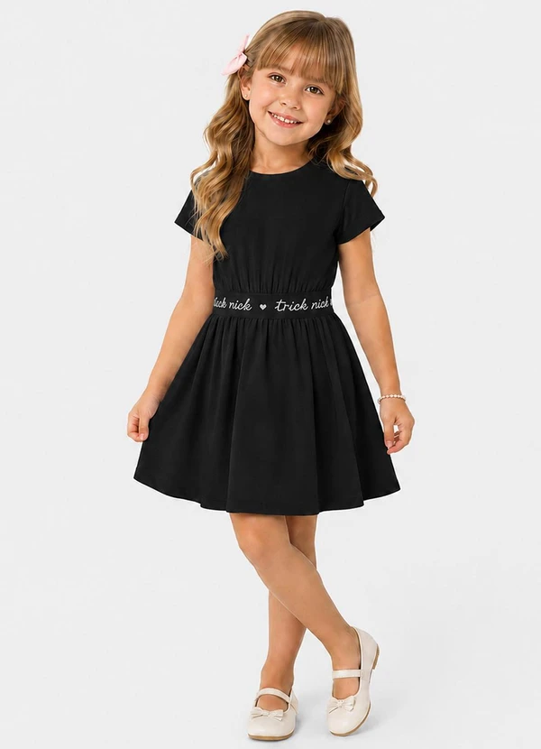 Trick Nick - Vestido Infantil em Malha Cotton Leve Preto