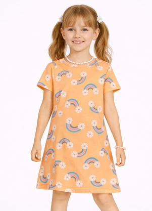 Select - Vestido Infantil Estampado Laranja - SELECT