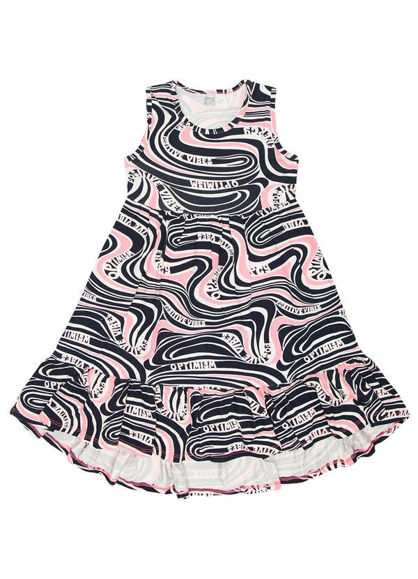 Infinita Cor - Vestido Infantil Estampado Rosa