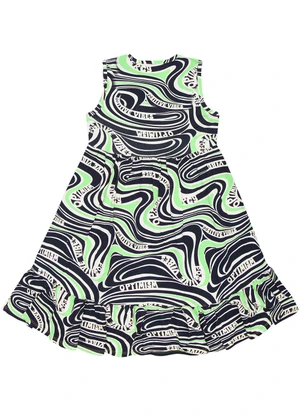 Infinita Cor - Vestido Infantil Estampado Verde - INFINITA COR