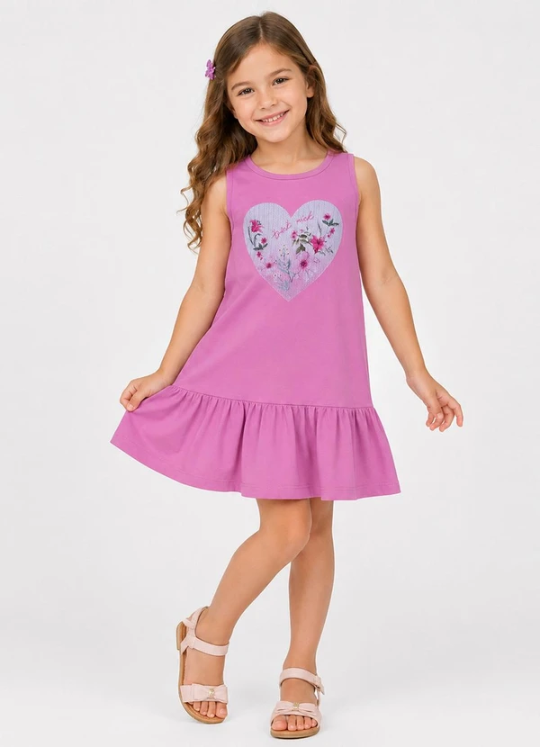 Trick Nick - Vestido Infantil Feminino com Estampa Rosa