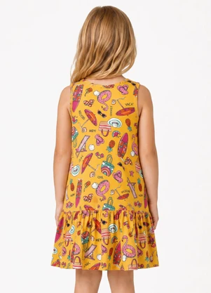 Select - Vestido Infantil Feminino em Algodão Amarelo - SELECT