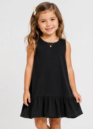 Trick Nick - Vestido Infantil Feminino em Meia Malha Preto - TRICK NICK